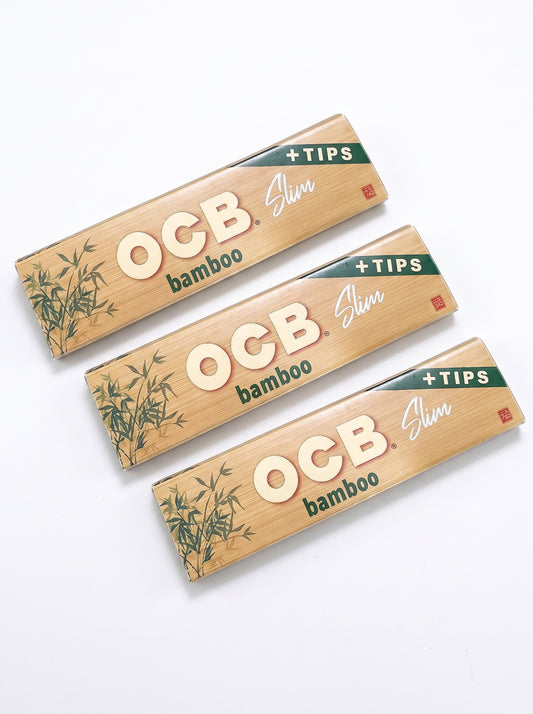 OCB Bamboo Rolling Papers & Tips | King Size | 1pk | 32 Tips per Pack | 32 Leaves per Pack