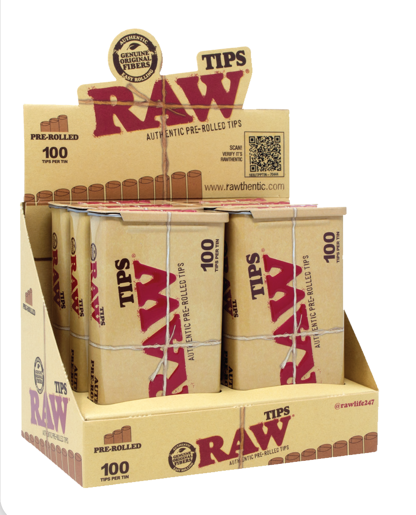 RAW Pre-Rolled Tin Tips | 1pk | 100pc Tin