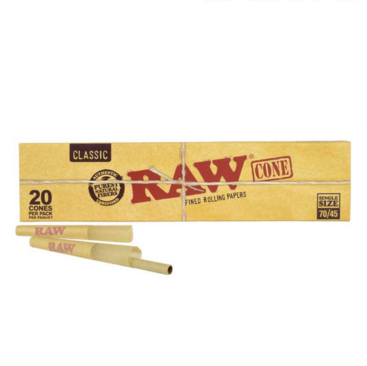 RAW Classic Cones | Single Size | 70/45 | 1 Box | 20 Cones per Box