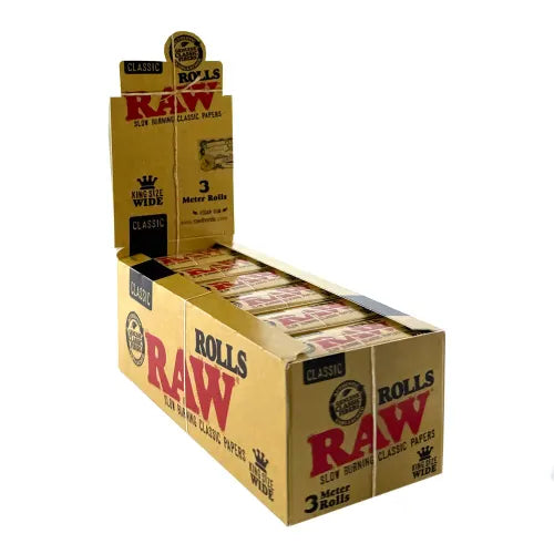 RAW Classic Rolling Paper Rolls | 3m | King Size Wide | 1 Roll