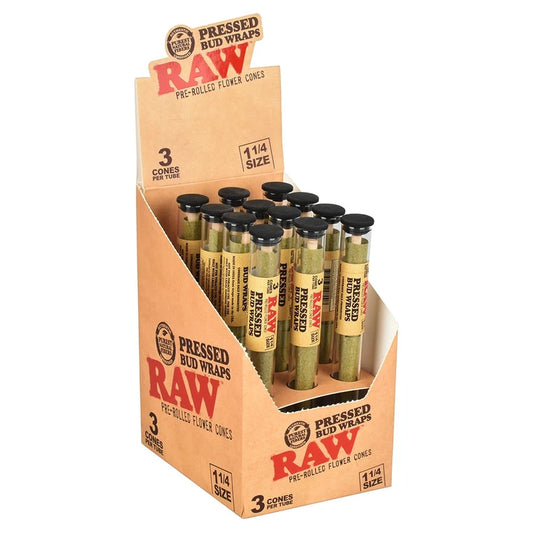 RAW Pressed Bud Wrap Cones | 1 1/4 Size | 1pk | 2 Bud Wrap Pre-rolled Cones