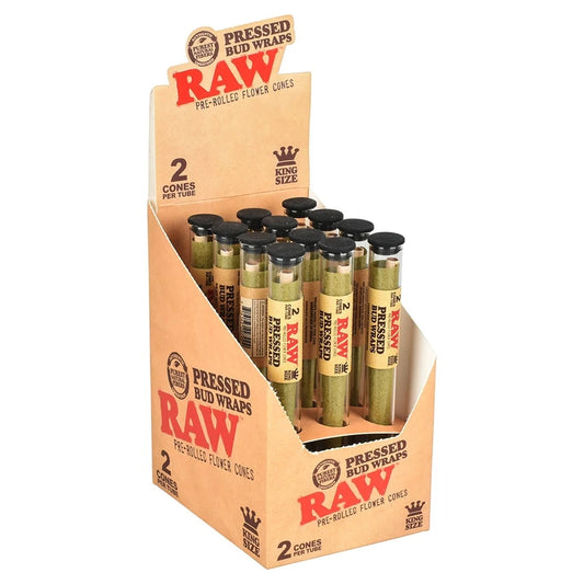 RAW Pressed Bud Wrap Cones | King Size | 1pk | 2 Bud Wrap Pre-rolled Cones