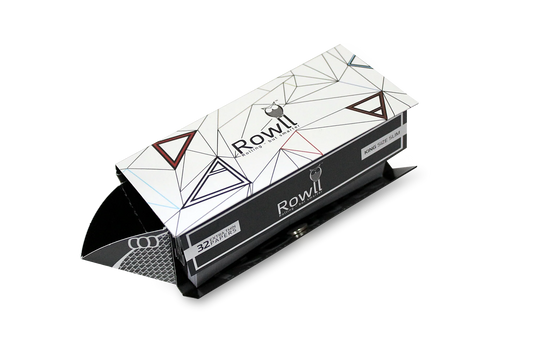 Rowll All-In-One Rolling Paper Kit | King Size Extra Slim | 1bk | | 32 Tips per Booklet | 32 Leaves per Booklet + Grinder Plate