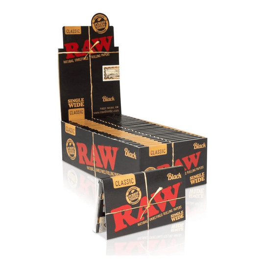 RAW Black Classic Rolling Papers | Single Wide Size | 1pk | 100 Leaves per Pack