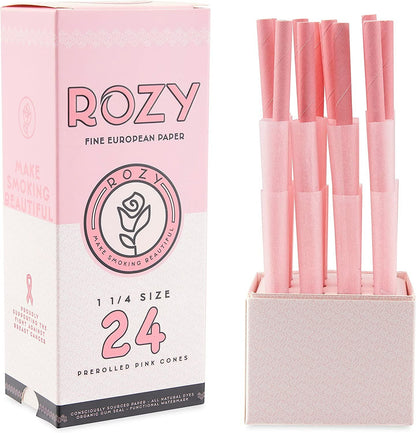 Rozy Pink European Rolling Papers w/Tips | King Size | 1pk | 32 Fine European Leaves per Pack | 24 Pre-Rolled Tips per Pack
