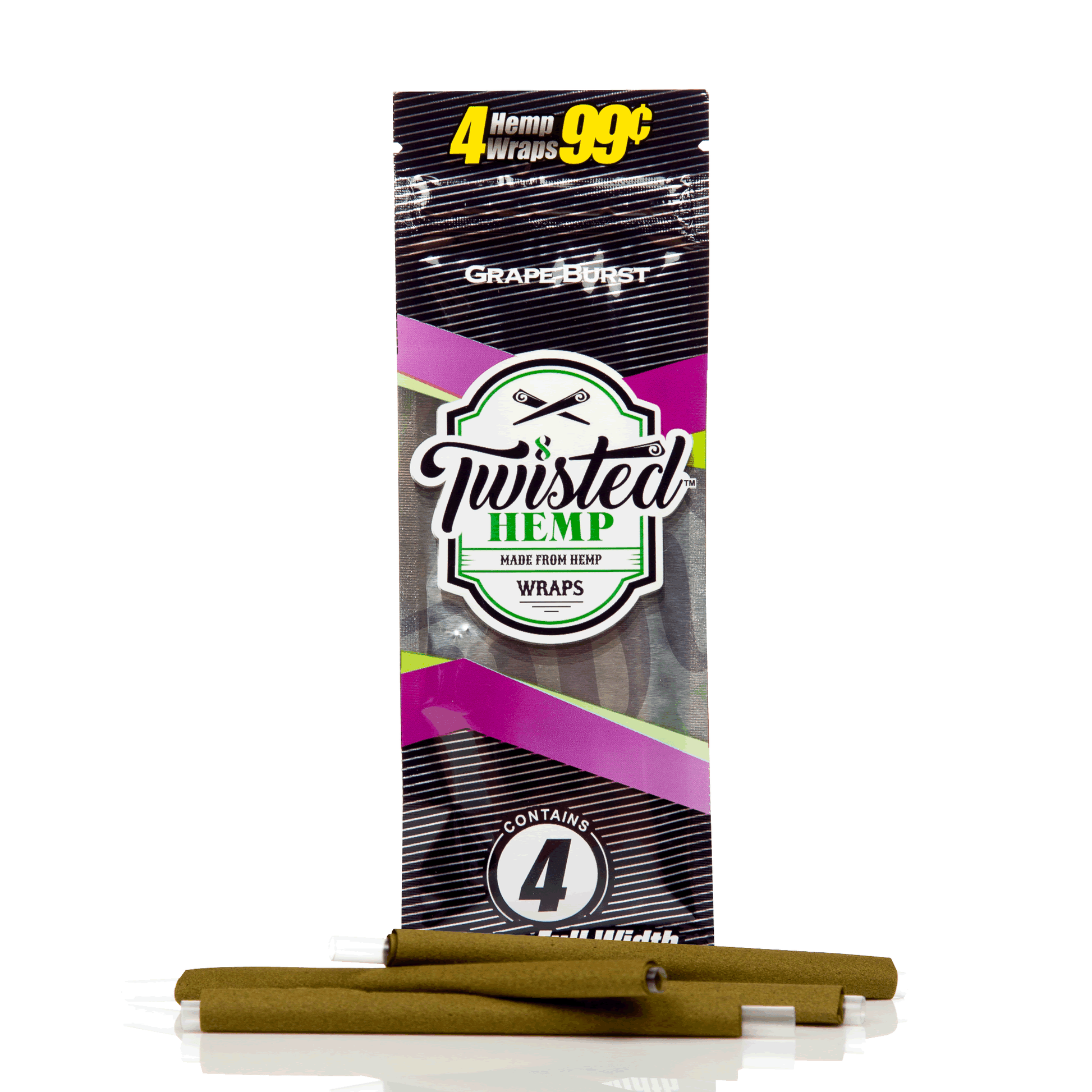 Twisted Hemp Wraps | Grape Burst | 1pk  | 4 Wraps per Pack