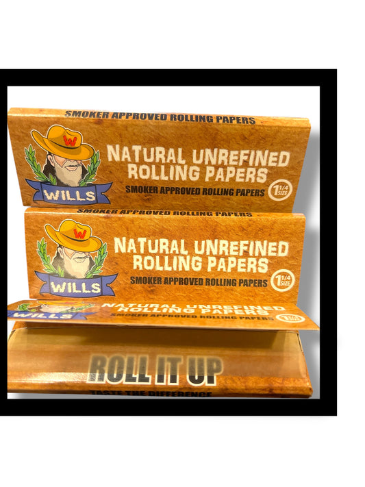 WILLS Organic Hemp Rolling Papers | Organic Brown Rice | 1 1/4 Size  | 1pk | 50 Leaves per Pack
