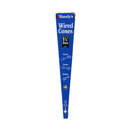 Randy's Wired Pre-Rolled Cones | 1 1/4 Size | 1pk | 3 Wired Cones per Pack