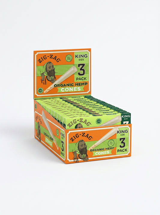 Zig Zag Organic Hemp Cones | King Size | 3pc | 1pk | 3 Cones per Pack