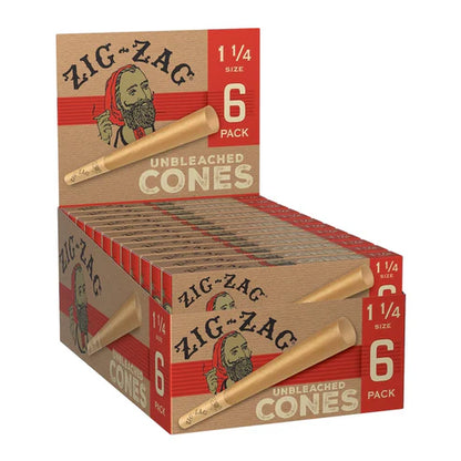 Zig Zag Unbleached Cones | 1 1/4 Size | 6pc | | 1pk | 6 Cones per Pack