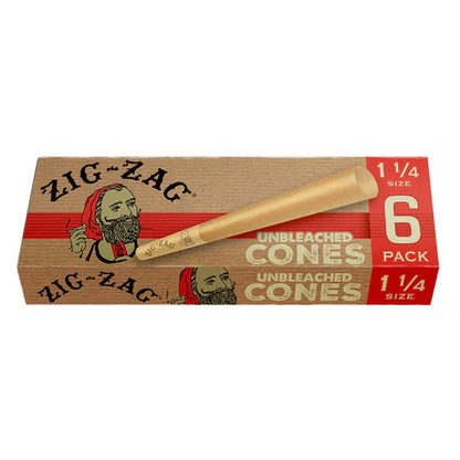Zig Zag Unbleached Cones | 1 1/4 Size | 6pc | | 1pk | 6 Cones per Pack