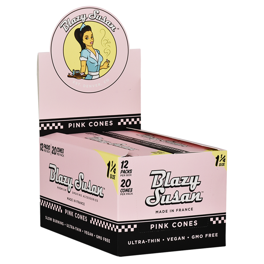 Blazy Susan Pink Pre-Rolled Cones | 1 1/4 Size | 1bx | 20 Cones per Pack