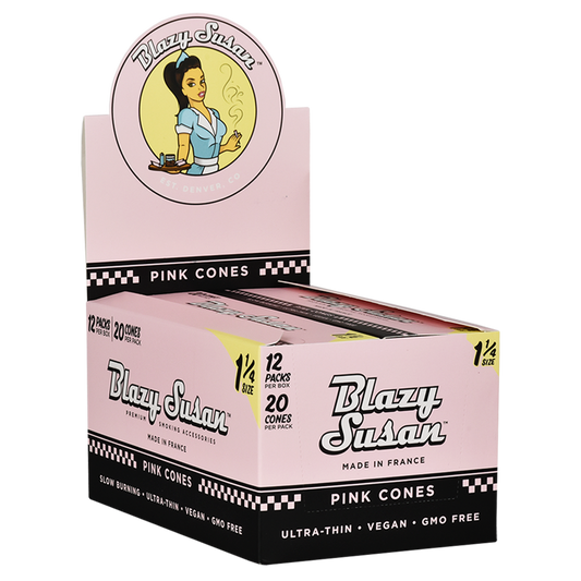 Blazy Susan Pink Pre-Rolled Cones | 1 1/4 Size | 1bx | 20 Cones per Pack