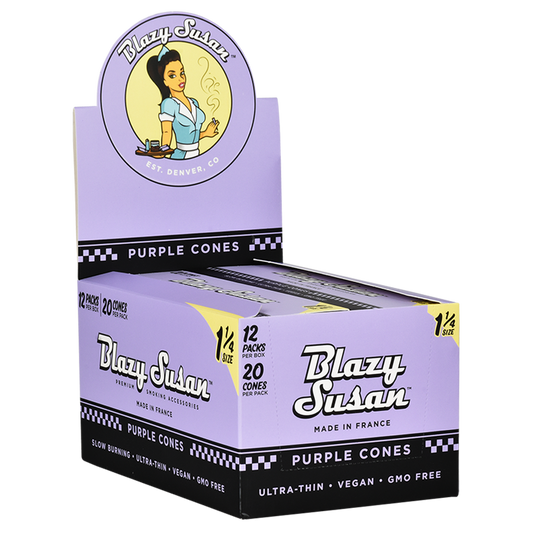 Blazy Susan Purple Pre-Rolled Cones | 1 1/4 Size | 1bx | 20 Cones per Pack