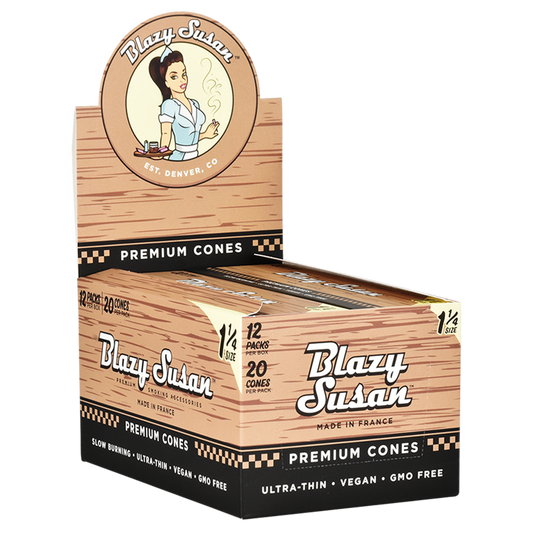 Blazy Susan Unbleached  Pre-Rolled Cones | 1 1/4 Size | 1bx | 20 Cones per Pack