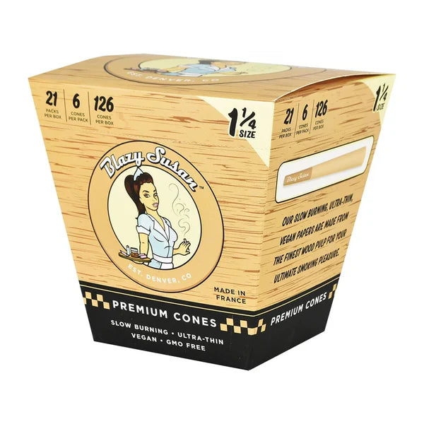 Blazy Susan Unbleached  Pre-Rolled Cones | 1 1/4 Size | 1pk | 6 Cones per Pack