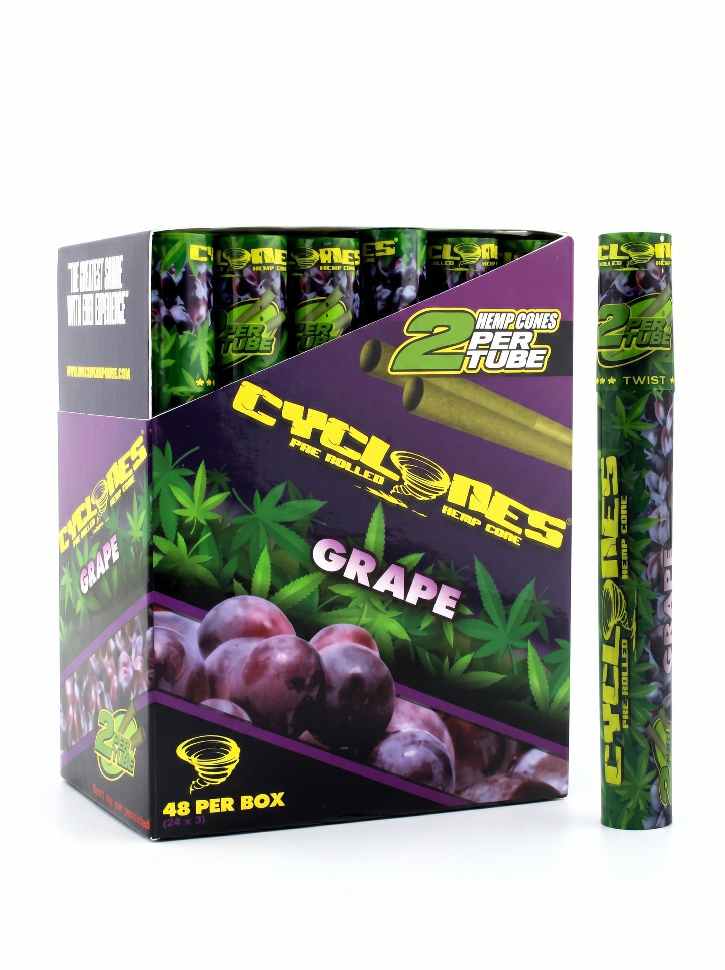 Cyclones Hemp Cones | Grape | 1 Tube  | 2 Pre-Rolled per Tube