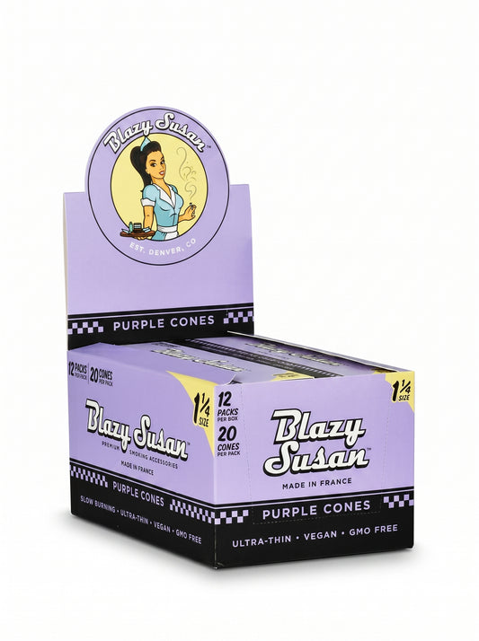 Blazy Susan Purple Pre-Rolled Cones | 1 1/4 Size | 1bx | 20 Cones per Pack