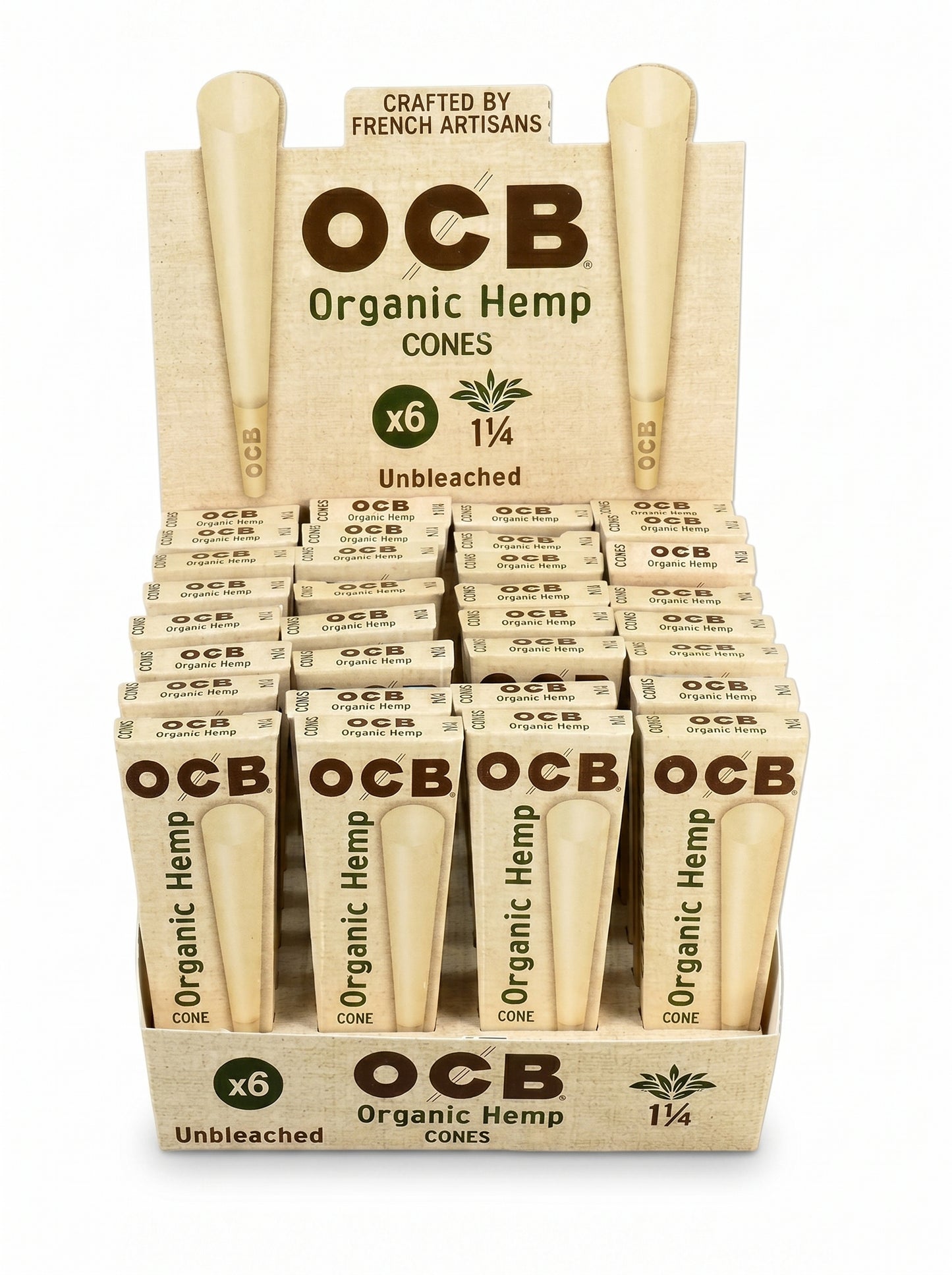OCB Organic Hemp Cones | 1 1/4 Size | 6pc | | 1pk | 6 Cones per Pack