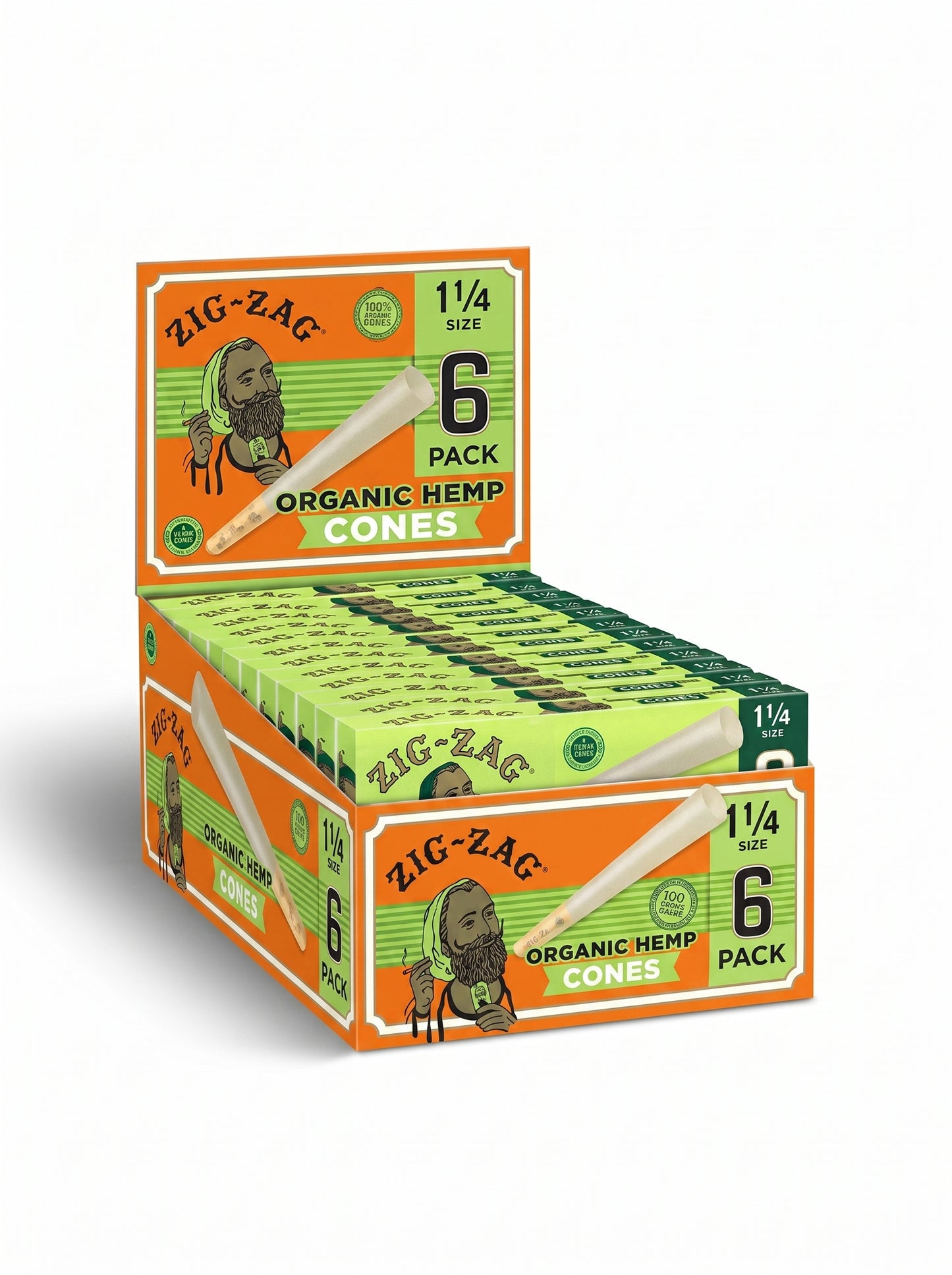 Zig Zag Organic Hemp Cones | 1 1/4 Size | 6pc | | 1pk | 6 Cones per Pack
