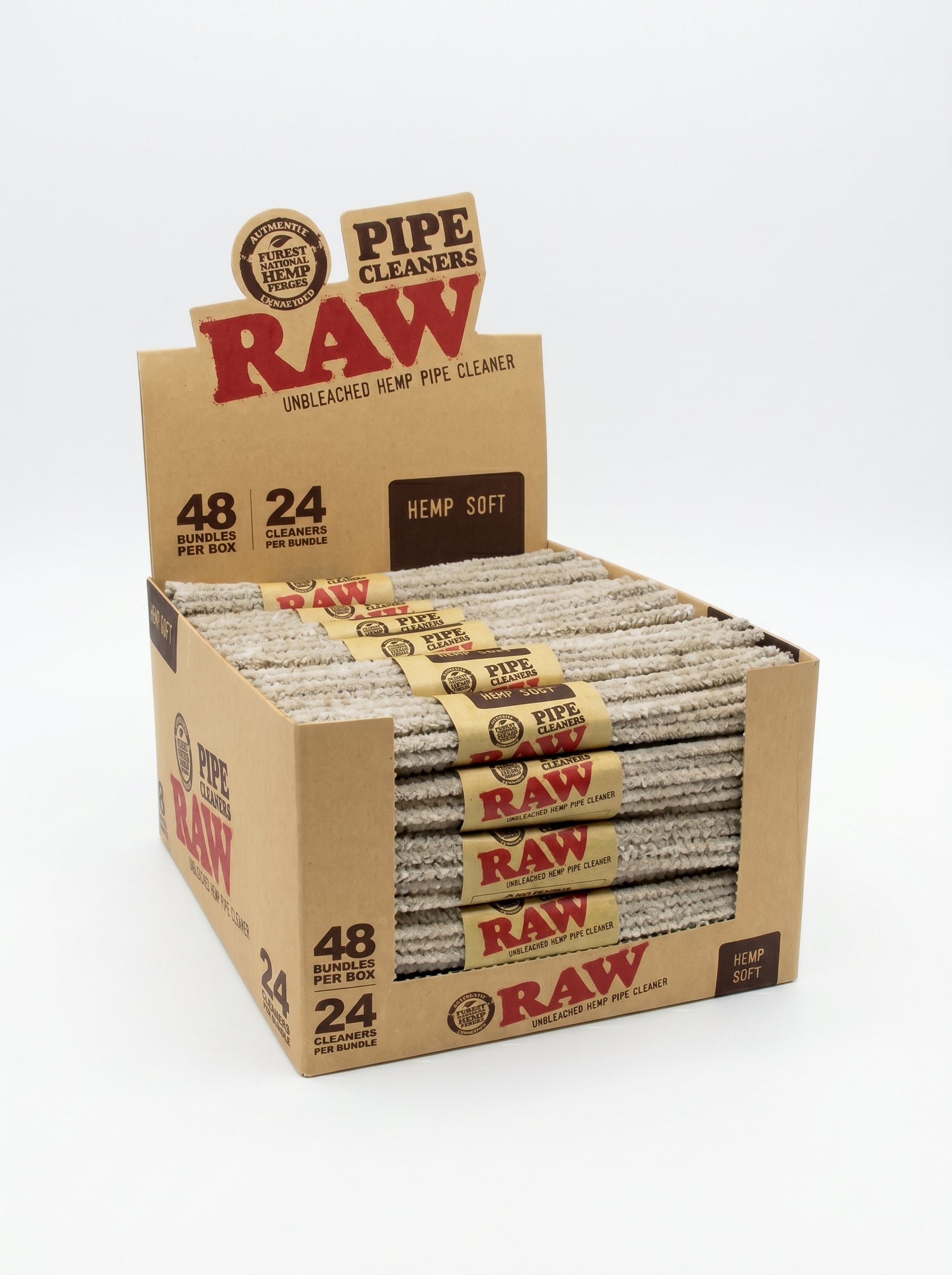 RAW Unbleached Hemp Pipe Cleaners | Soft | 1bdl | 24 Soft Cleaners per Bundle