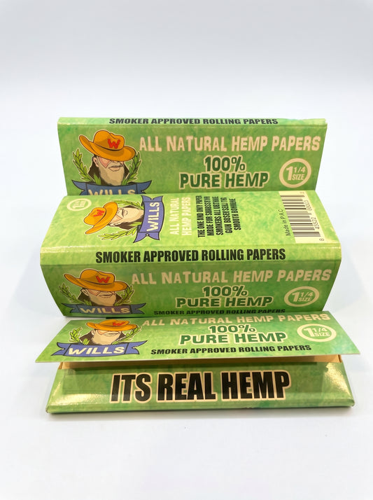 WILLS Organic Hemp Rolling Papers | 100% Pure Hemp | 1 1/4 Size | 1pk | 50 Leaves per Pack