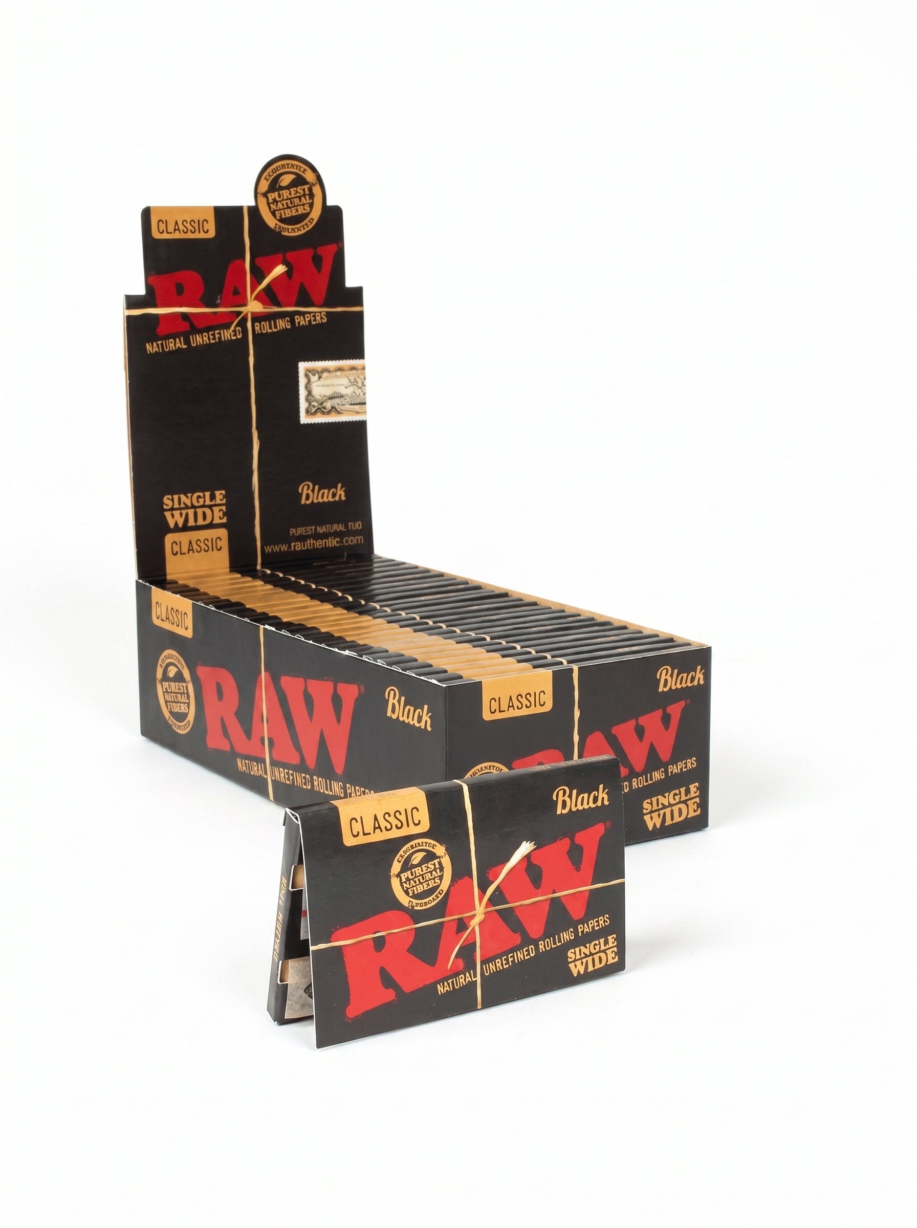 RAW Black Classic Rolling Papers | Single Wide Size | 1pk | 100 Leaves per Pack