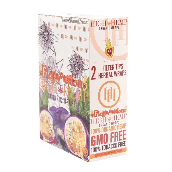 High Hemp Organic CBD Wraps w/Filter Tips  | Passion Fruit | 1pk | 2 Wraps per Pack