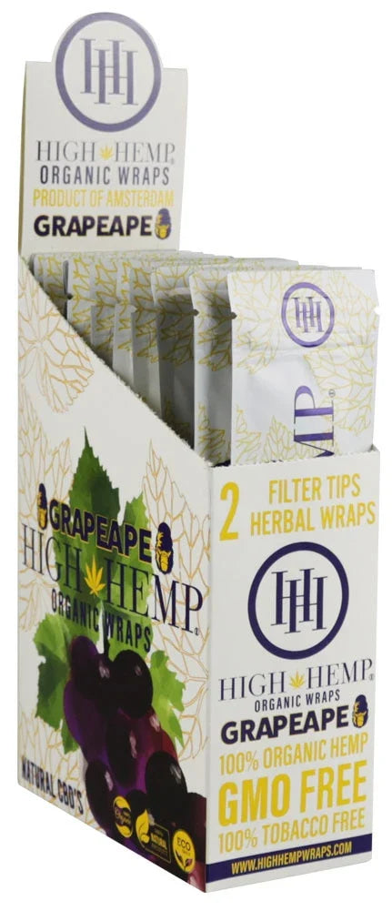High Hemp Organic CBD Wraps w/Filter Tips  | Grapeape | 1pk | 2 Wraps per Pack