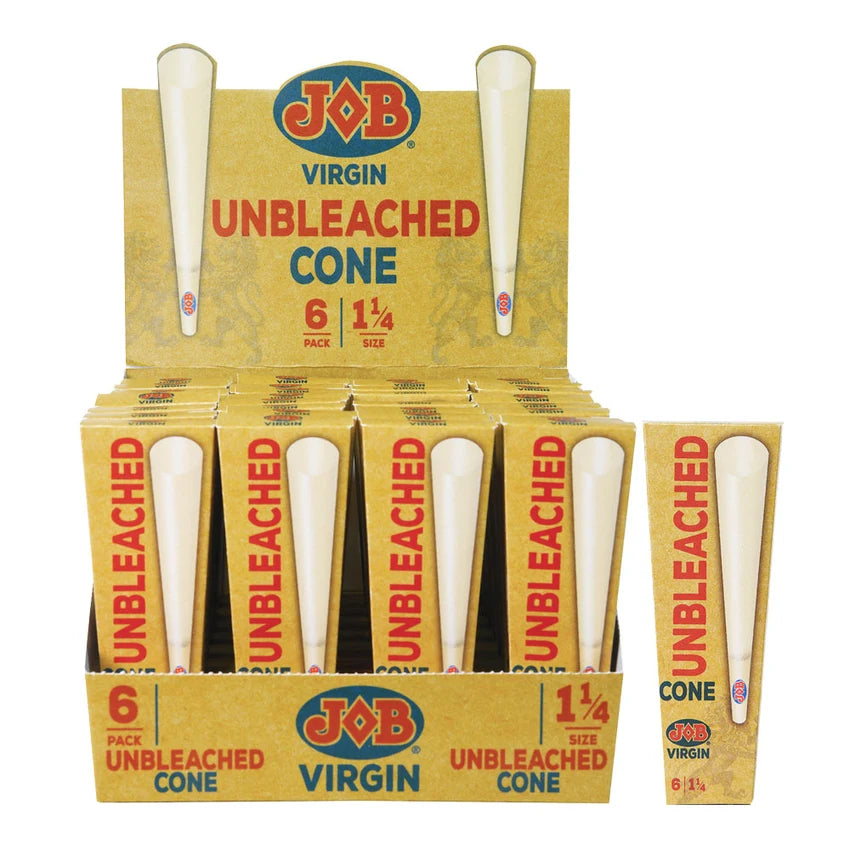 JOB Virgin Unbleached Cones | 1 1/4 Size | 1pk | 6 Cones per Pack