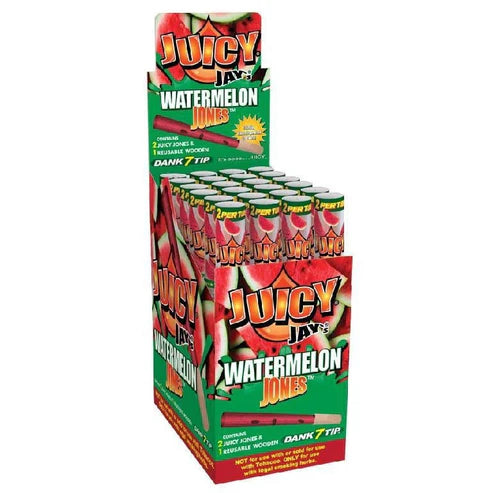 Juicy Jay's Pre-Rolled Cones w/ Flavored Wood Tips | Watermelon Jones | 1pk  | 2 Cones per Pack