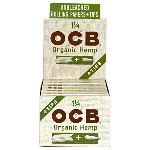 OCB Organic Hemp Rolling Papers & Tips | 1 1/4 Size | 1pk | 50 Tips per Pack | 50 Leaves per Pack