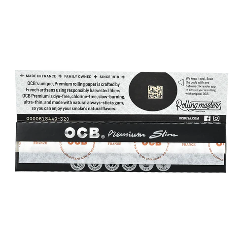 OCB Premium Rolling Papers | King Size Slim | 1pk | 32 Leaves per Pack