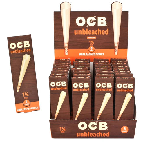 OCB Unbleached Cones | 1 1/4 Size | 6pc | | 1pk | 6 Cones per Pack