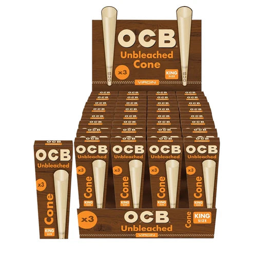 OCB Unbleached Cones | King Size | 3pc | 1pk | 3 Cones per Pack