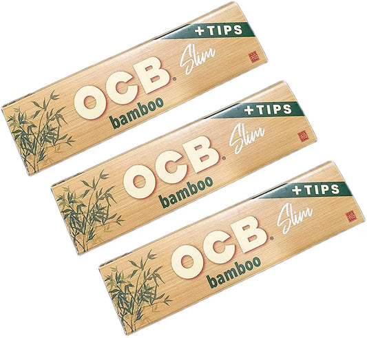 OCB Bamboo Rolling Papers & Tips | King Size | 1pk | 32 Tips per Pack | 32 Leaves per Pack