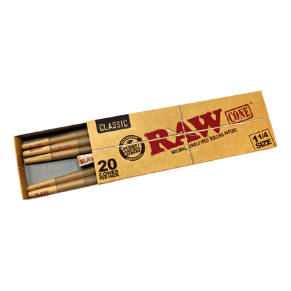 RAW Classic Cones | 1 1/4 Size | 1bx | 20 Cones per Box