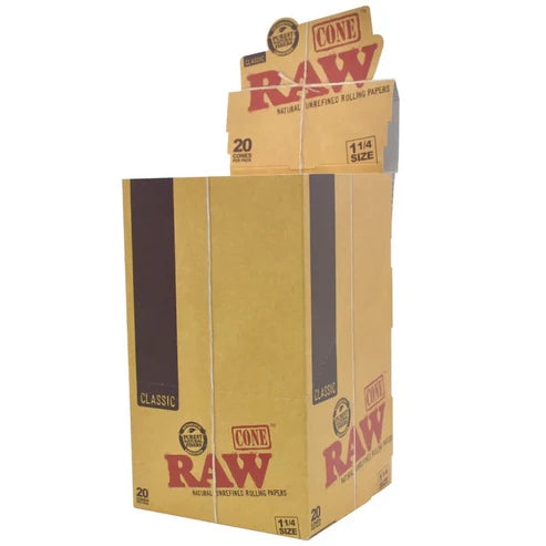 RAW Classic Cones | 1 1/4 Size | 1bx | 20 Cones per Box