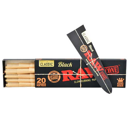 RAW Black Classic Cones | King Size Size | 1bx | 20 Cones per Box