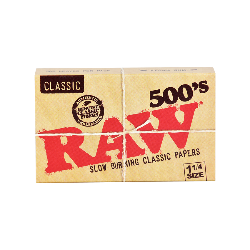 RAW 500's Classic Rolling Papers | 1 1/4 Size | 1bk | 500 Sheets per Booklet