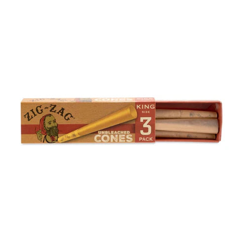 Zig Zag Unbleached Cones | King Size | 3pc | 1pk | 3 Cones per Pack